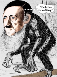 Monkey, primate, ape, caveman, prehistoric Adolf Hitler.