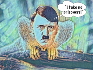 Monkey, primate, ape, caveman, prehistoric Adolf Hitler.