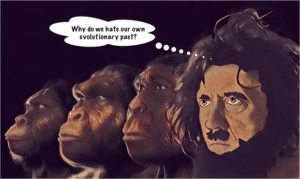 Monkey, primate, ape, caveman, prehistoric Adolf Hitler.