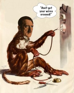 Monkey, primate, ape, caveman, prehistoric Adolf Hitler.