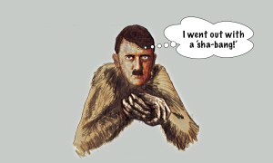 Monkey, primate, ape, caveman, prehistoric Adolf Hitler.